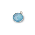 12mm Silver Bezel Santorini Blue Chalcedony Coin Pendant 1 piece