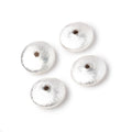 12mm Silver Plated Copper Brushed Rondelle Beads Set of 4 pieces