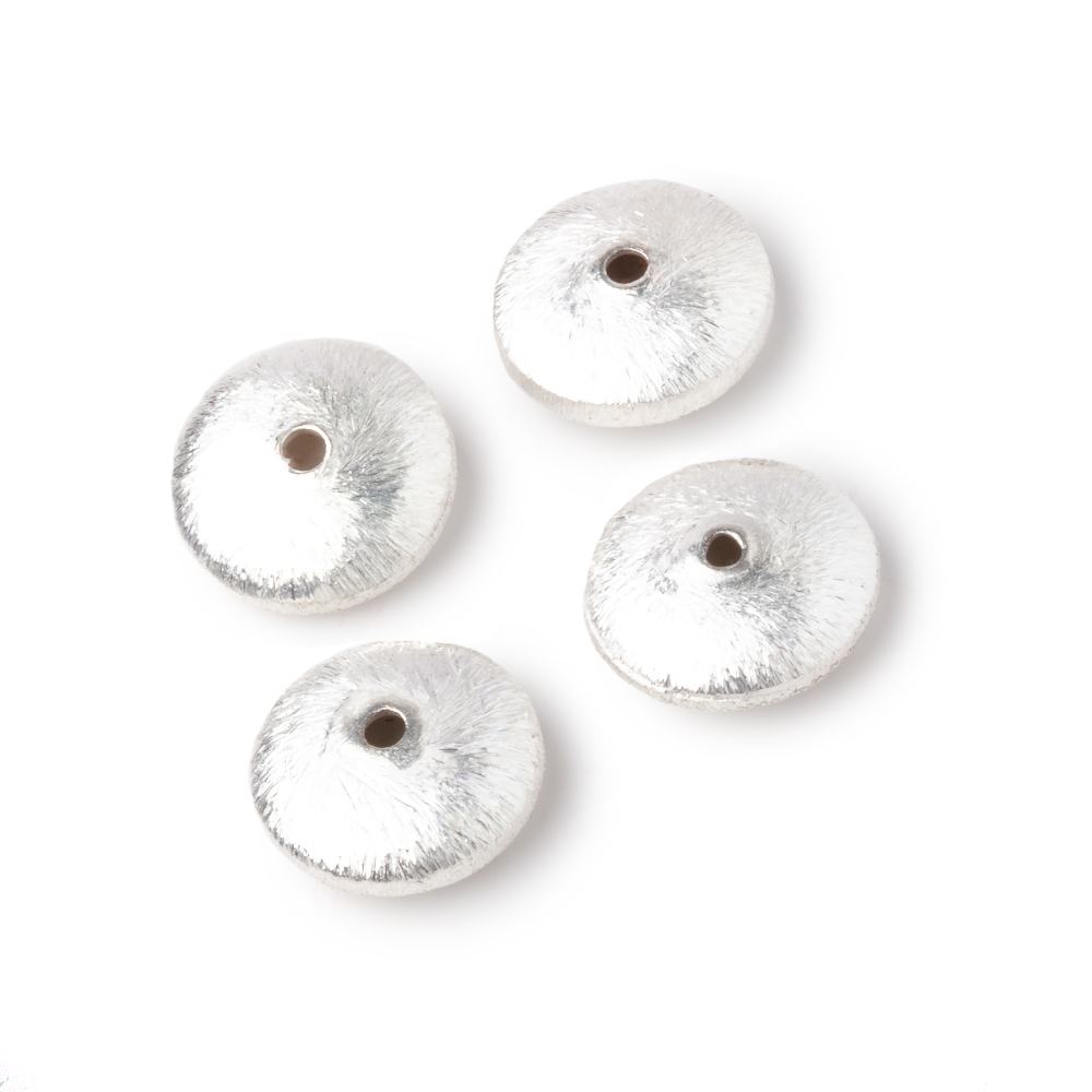 12mm Silver Plated Copper Brushed Rondelle Beads Set of 4 pieces