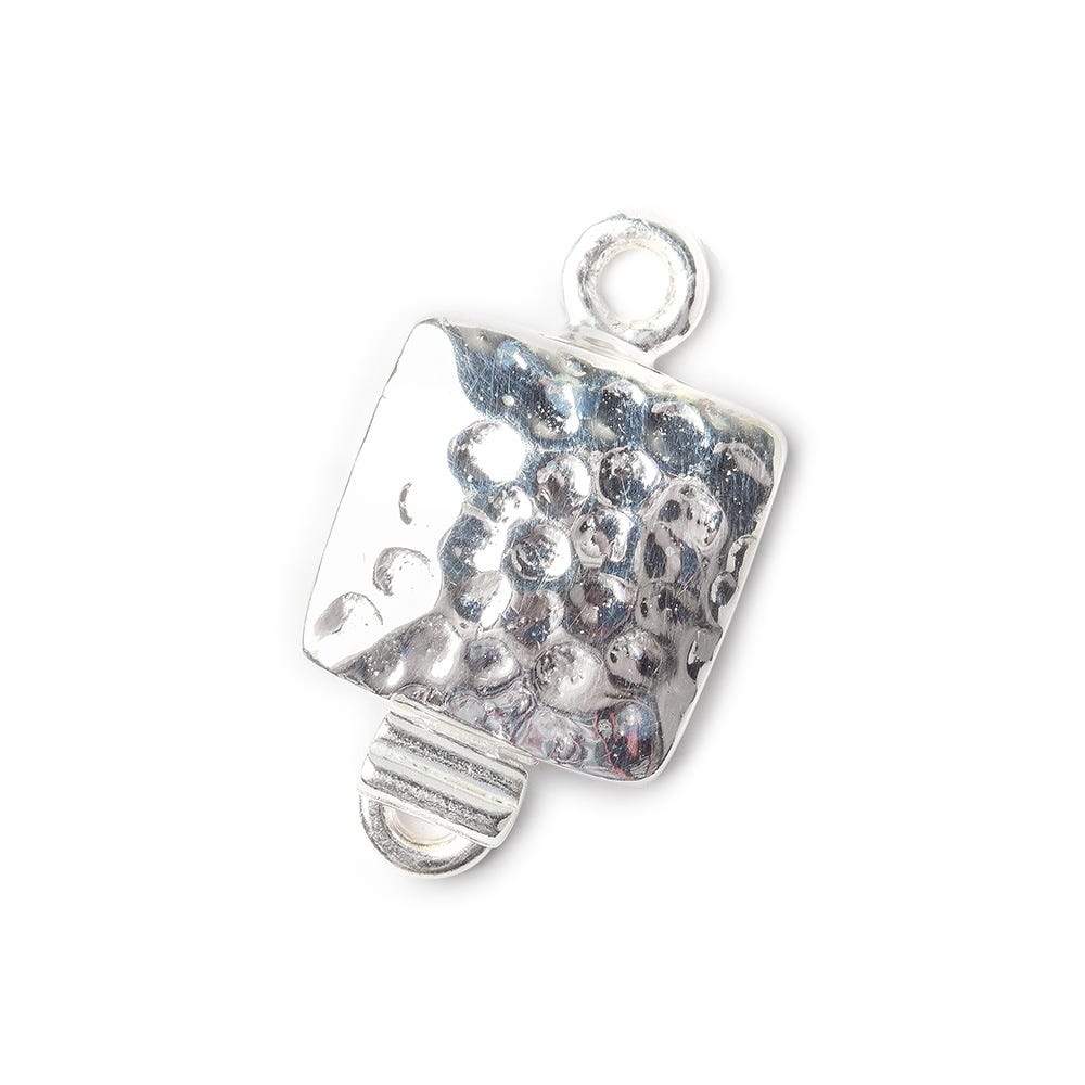 12mm Sterling Silver Box Clasp Square Hammered Design 1 piece