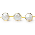 11mm Vermeil Bezel Off White Coin Pearl Strand 12 Beads