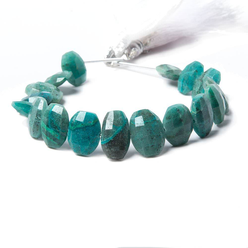 12x10-13x10mm Chrysocolla Faceted Cushion Beads 6 inches 15 pieces