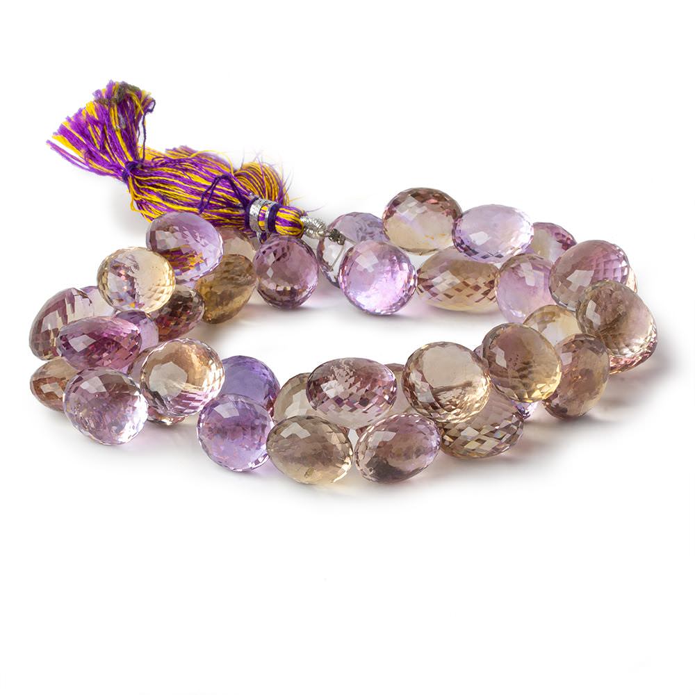 12x10-14x11mm Ametrine faceted candy kiss beads 9 inch 39 pieces AAA