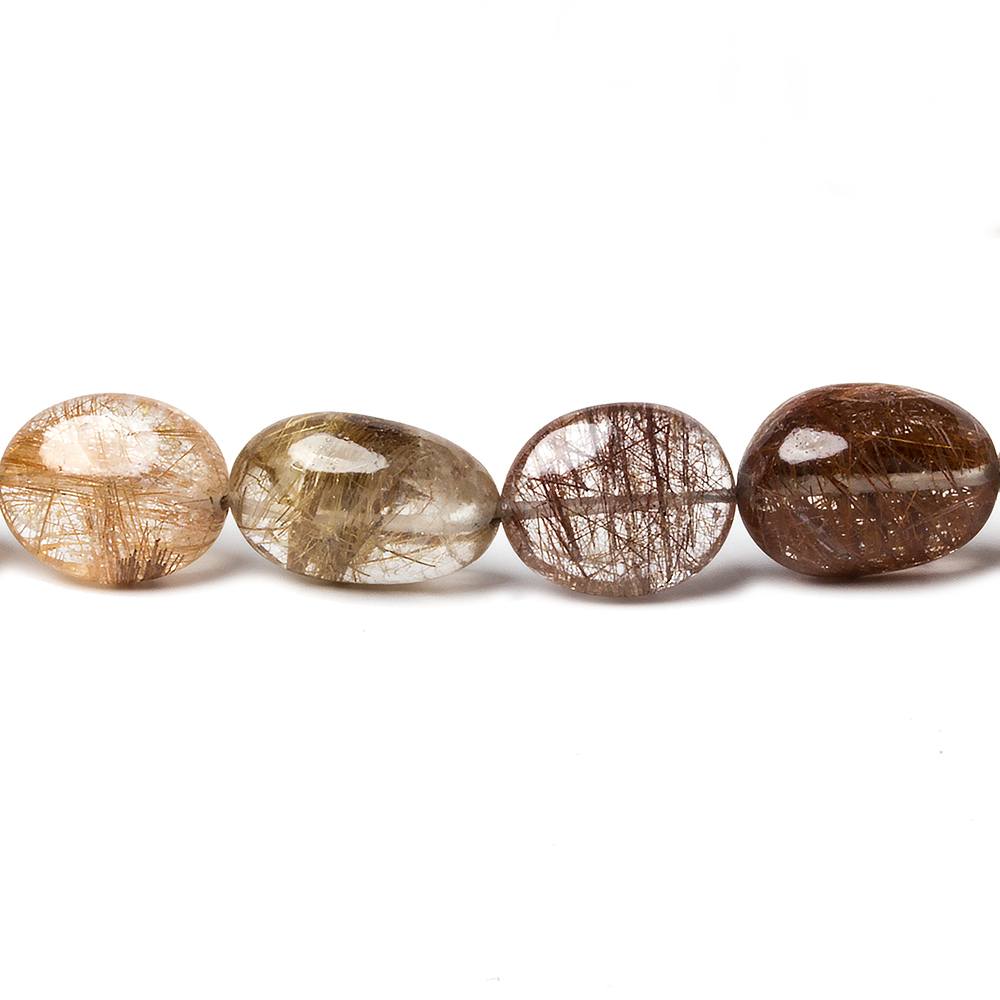 12x10-15x10mm Rutilated Quartz plain oval beads 16 inch 31 pieces