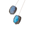 12x10mm Labradorite Faceted Rectangle Focal Beads Set of 2 AA 1mm hole