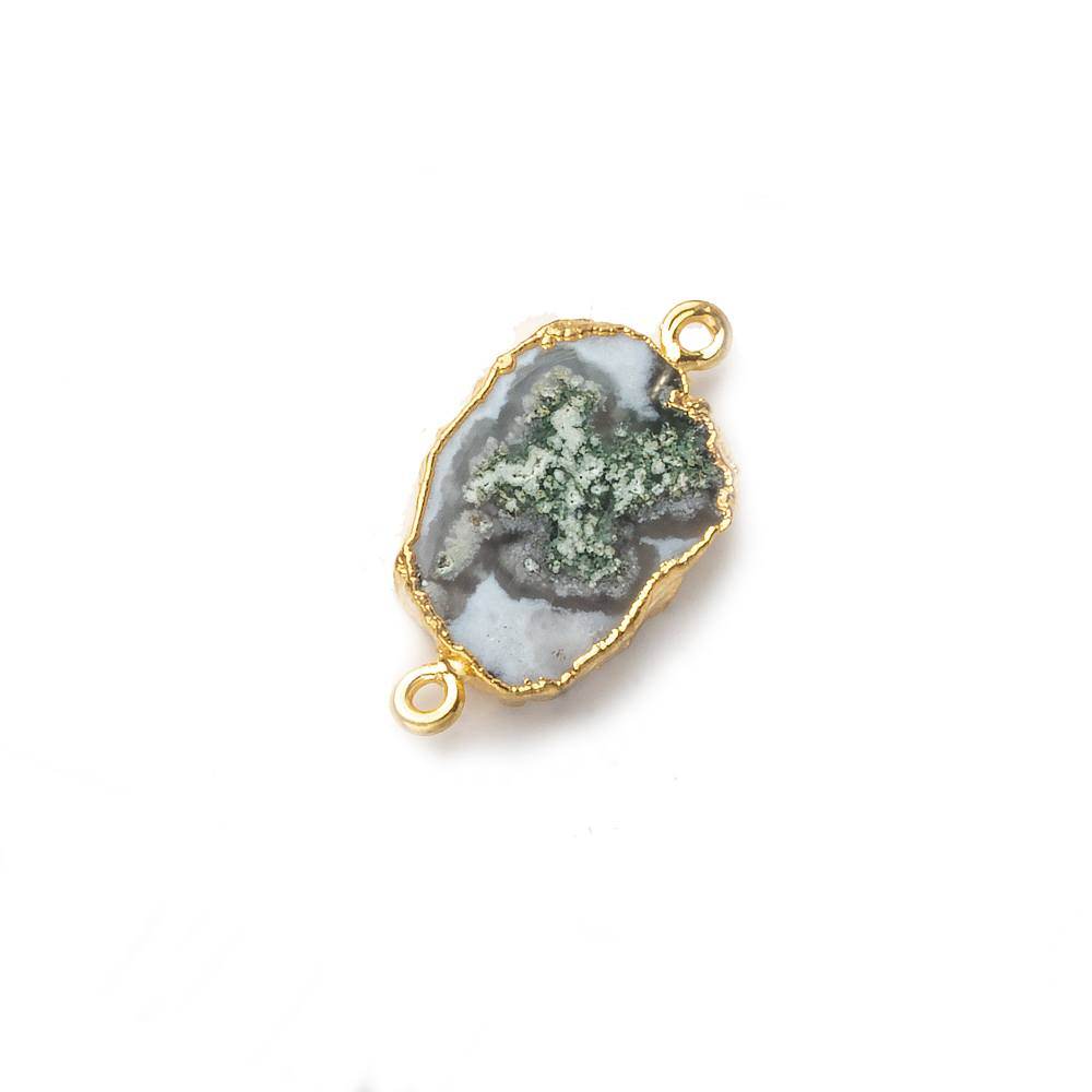 12x10x3mm Gold Leafed Solar Quartz Slice Connector 1 piece
