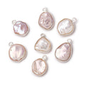 12x11mm Silver Bezeled Ballet Pink Keshi Pearl Pendant 1 focal piece