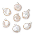 12x11mm Silver Bezeled Cream Keshi Pearl Pendant 1 focal piece
