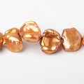 12x12-15x13mm Sunset Orange Keshi Freshwater Pearls 16 inch 28 Beads