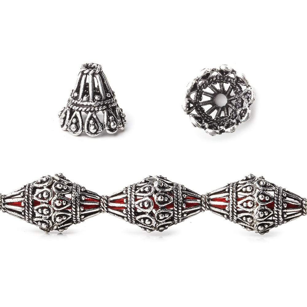 12x12mm Antiqued Sterling Silver Plated Copper Victorian Scalloped Bead Cap 8 inch 20 pcs
