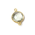 12x12mm Vermeil Bezeled Prasiolite faceted coin Connector 1 piece