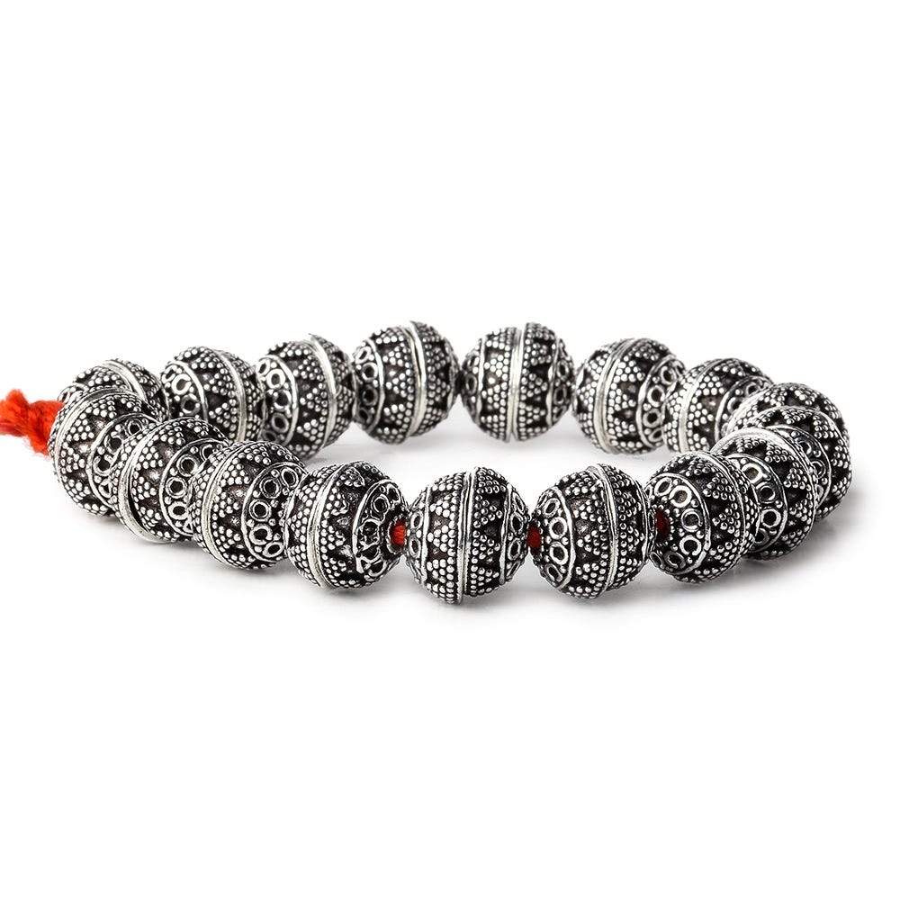 12x6mm Antiqued Sterling Silver Plated Sterling Silver Plated Copper Bead Cap 8 inch 34 beads