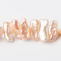 12x7-18x8mm Rosy Peach Side Drill Biwa Freshwater Pearls 16 inch 54 Beads