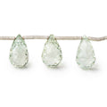 12x7mm Prasiolite Concave Faceted Tear Drop Beads 7.5 inch 17 pieces AAA