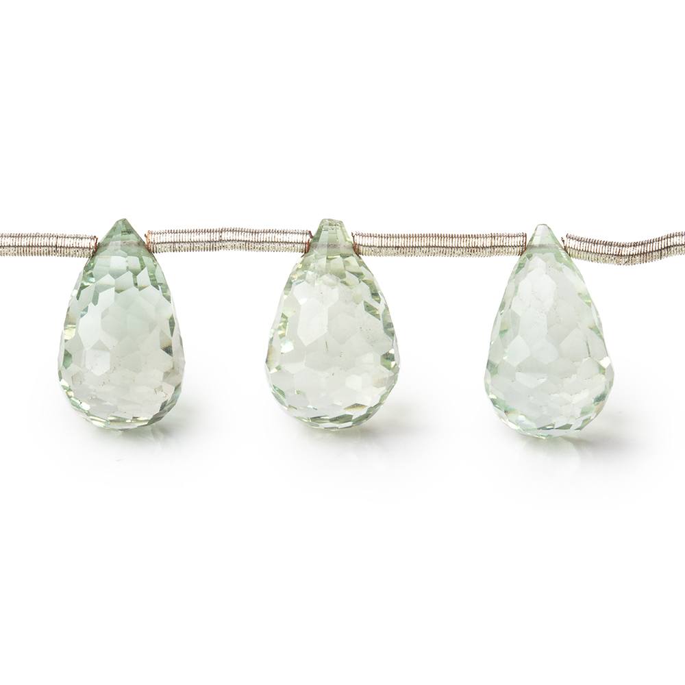 12x7mm Prasiolite Concave Faceted Tear Drop Beads 7.5 inch 17 pieces AAA