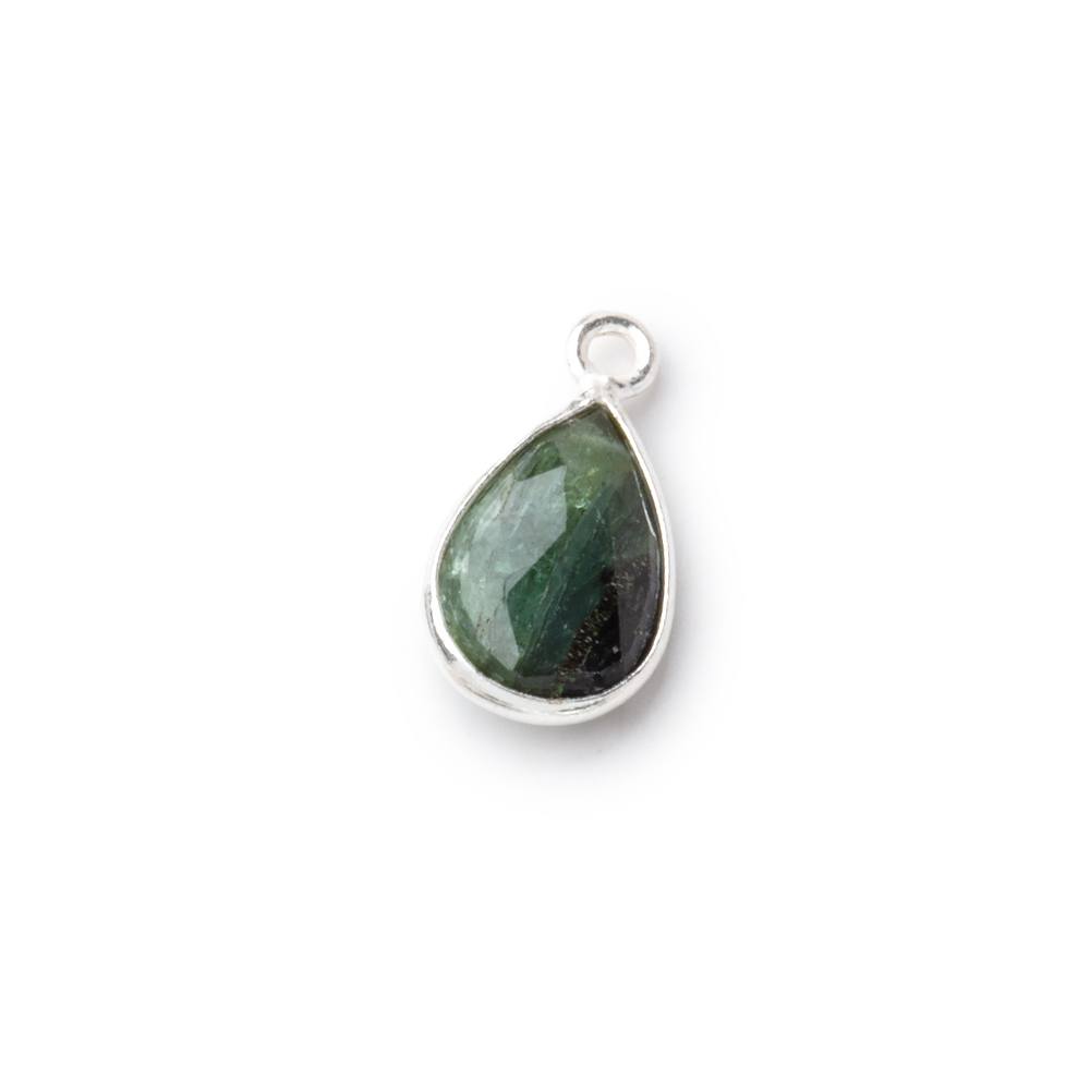 12x8.5mm Sterling Silver Bezel Green Tourmaline Faceted Pear 1 Pendant