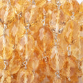 12x8mm Citrine Faceted Olive Beads on .925 Silver Chain
