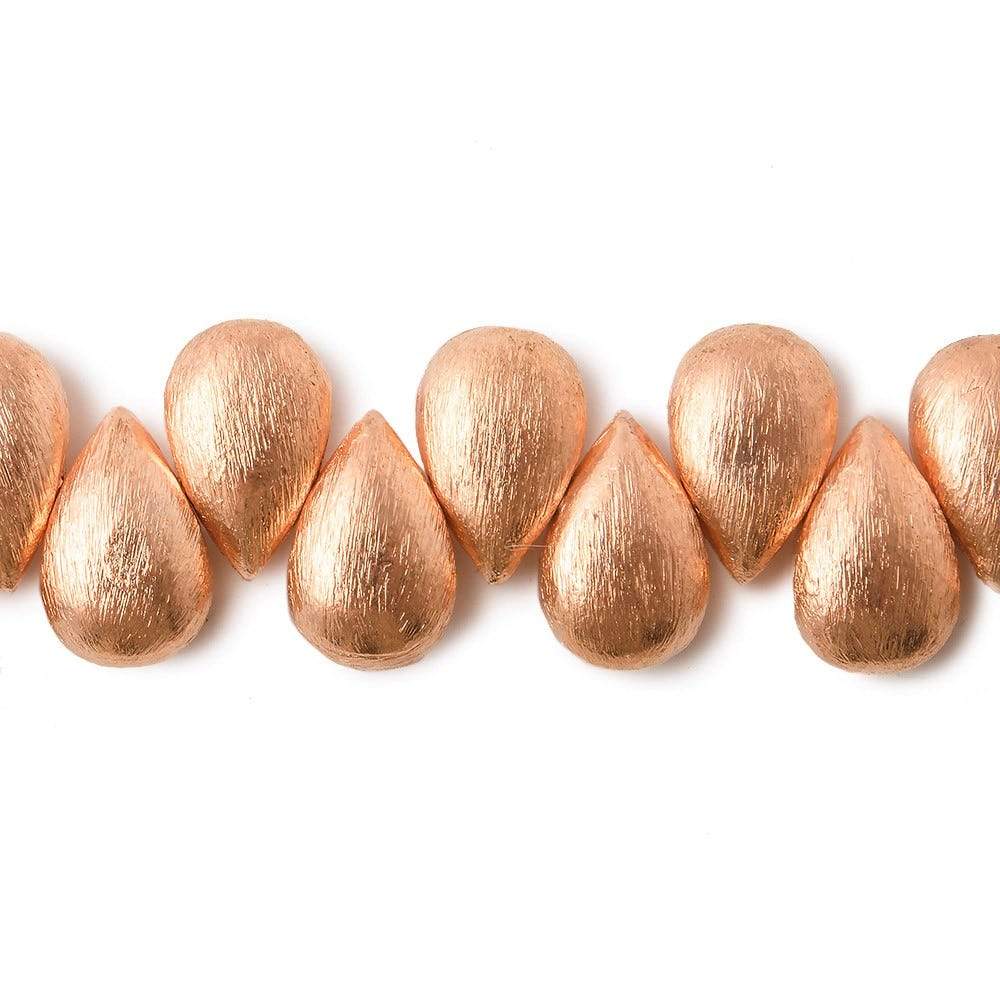 12x8mm Copper Brushed Pear Beads 8 inch 32 pieces