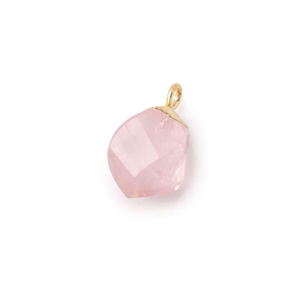 12x8mm Gold Leafed Rose Quartz Twist Focal Pendant 1 piece