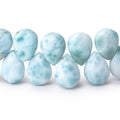 12x8mm Larimar Plain Pear Beads 7.5 inch 37 pieces AA