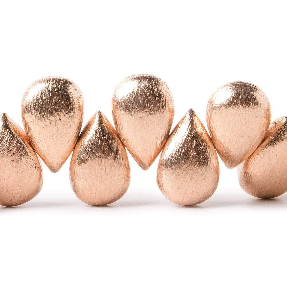 12x8mm Rose Gold plated Copper Brushed Pear Beads 8 inch 32 pieces