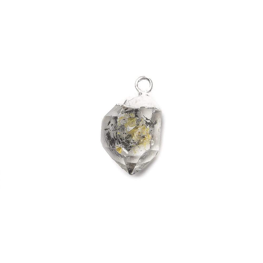 12x8mm Silver Leafed Double Terminated Quartz Natural Crystal Pendant 1 piece