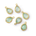 12x8mm Vermeil Rope Bezel Sea Blue Chalcedony Pear Pendant 1 piece