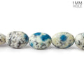 12x9-13x9mm K2 Azurite Granite "K2 Jasper" plain Ovals 7.5 inch 17 beads 1mm hole