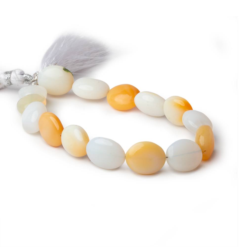 12x15mm White and Yellow Opal plain oval beads 7.5 inch 12 pieces