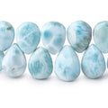 12x9-14x11mm Larimar Plain Pear Beads 7.5 inch 37 pieces AA