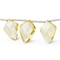 12x9-15x10mm Lemon Quartz Faceted Shield Beads 8 inch 15 pieces