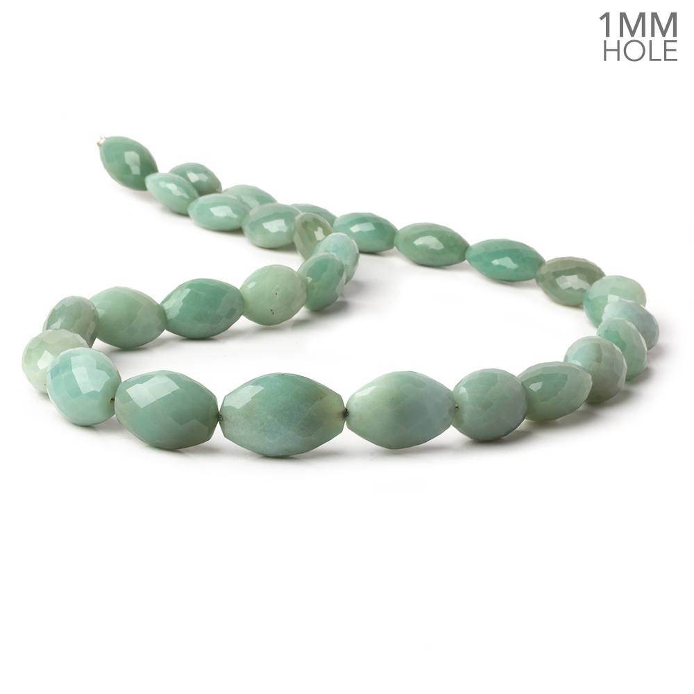 12x9-20x13mm Green Chalcedony faceted nugget 1mm large hole 18 inch 29 beads