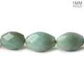 12x9-20x13mm Green Chalcedony faceted nugget 1mm large hole 18 inch 29 beads