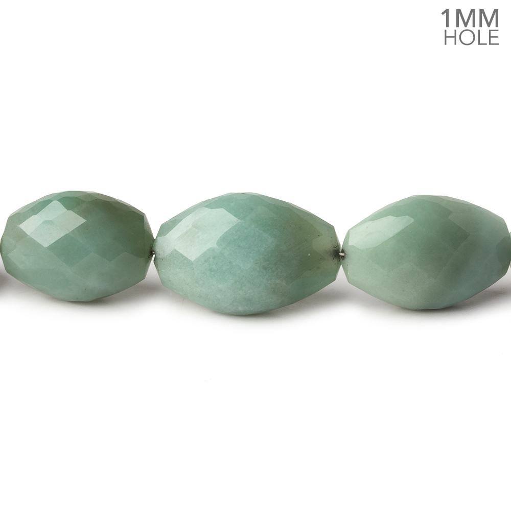12x9-20x13mm Green Chalcedony faceted nugget 1mm large hole 18 inch 29 beads
