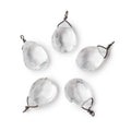 12x9mm Black Gold Wire Wrapped Crystal Quartz Faceted Pear 1 Focal Pendant