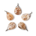12x9mm Black Gold Wire Wrapped Rutilated Quartz Faceted Pear 1 Focal Pendant