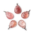12x9mm Black Gold Wire Wrapped Strawberry Quartz Faceted Pear 1 Focal Pendant