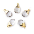 12x9mm Gold Leafed Crystal Quartz faceted pear 1 focal bead