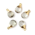 12x9mm Gold Leafed Green Amethyst faceted pear 1 focal bead