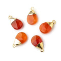 12x9mm Gold Leafed Orange Chalcedony faceted pear 1 focal bead