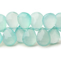 12x9mm Seafoam Blue Chalcedony faceted pears 8 inch 45 beads