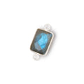 12x9mm Silver Bezel Labradorite Faceted Rectangle with Blue Flash 1 Connector