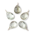 12x9mm Silver Wire Wrapped Green Amethyst Faceted Pear 1 Focal Pendant