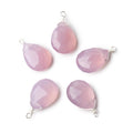 12x9mm Silver Wire Wrapped Rose Pink Chalcedony Faceted Pear 1 Focal Pendant