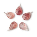 12x9mm Silver Wire Wrapped Strawberry Quartz Faceted Pear 1 Focal Pendant
