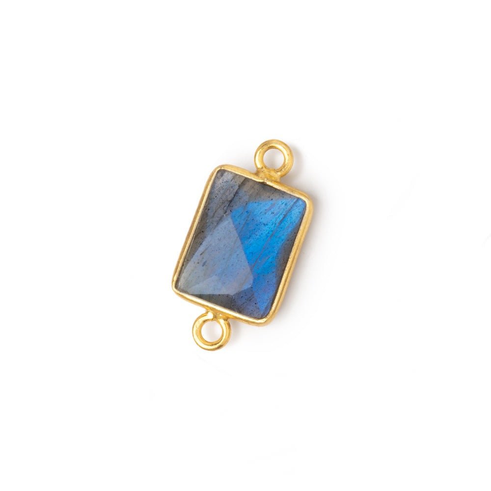 12x9mm Vermeil Bezel Labradorite Faceted Rectangle with Blue Flash 1 Connector