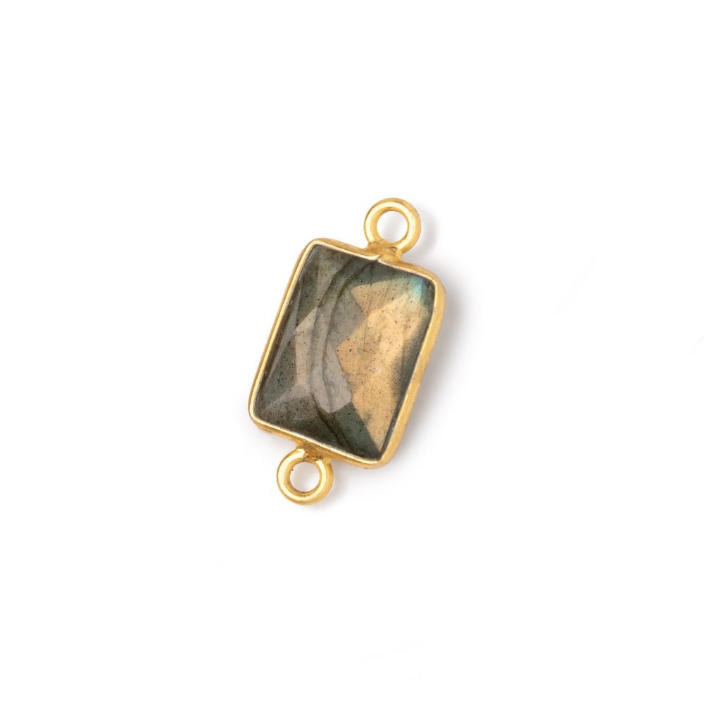 12x9mm Vermeil Bezel Labradorite Faceted Rectangle with Multi Flash 1 Connector