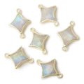 13-14mm Gold Leaf Rainbow Moonstone 4 Point Star Focal 2 Ring Connector