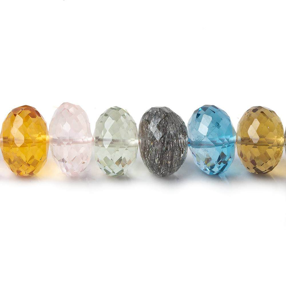 13-14mm Multi Gemstone Faceted Rondelle Beads 16 inches 42 pcs AAA Grade