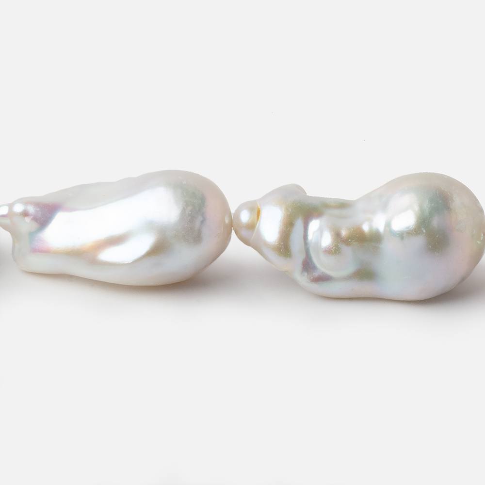 13--14mm White Ultra Baroque Freshwater Pearls 17 inch 17 pieces AA 0.8mm drill hole